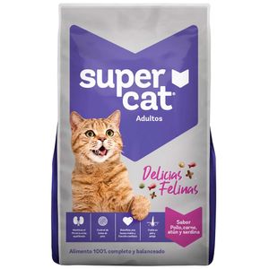 Alimento para Gatos SUPERCAT Adulto Pollo, Carne, Atún y Sardina Bolsa 9Kg