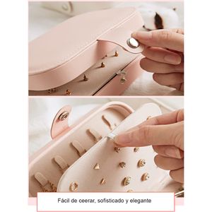 Maletín Estuche Organizador Joyero De Viaje Collar Aretes Anillos Rosado