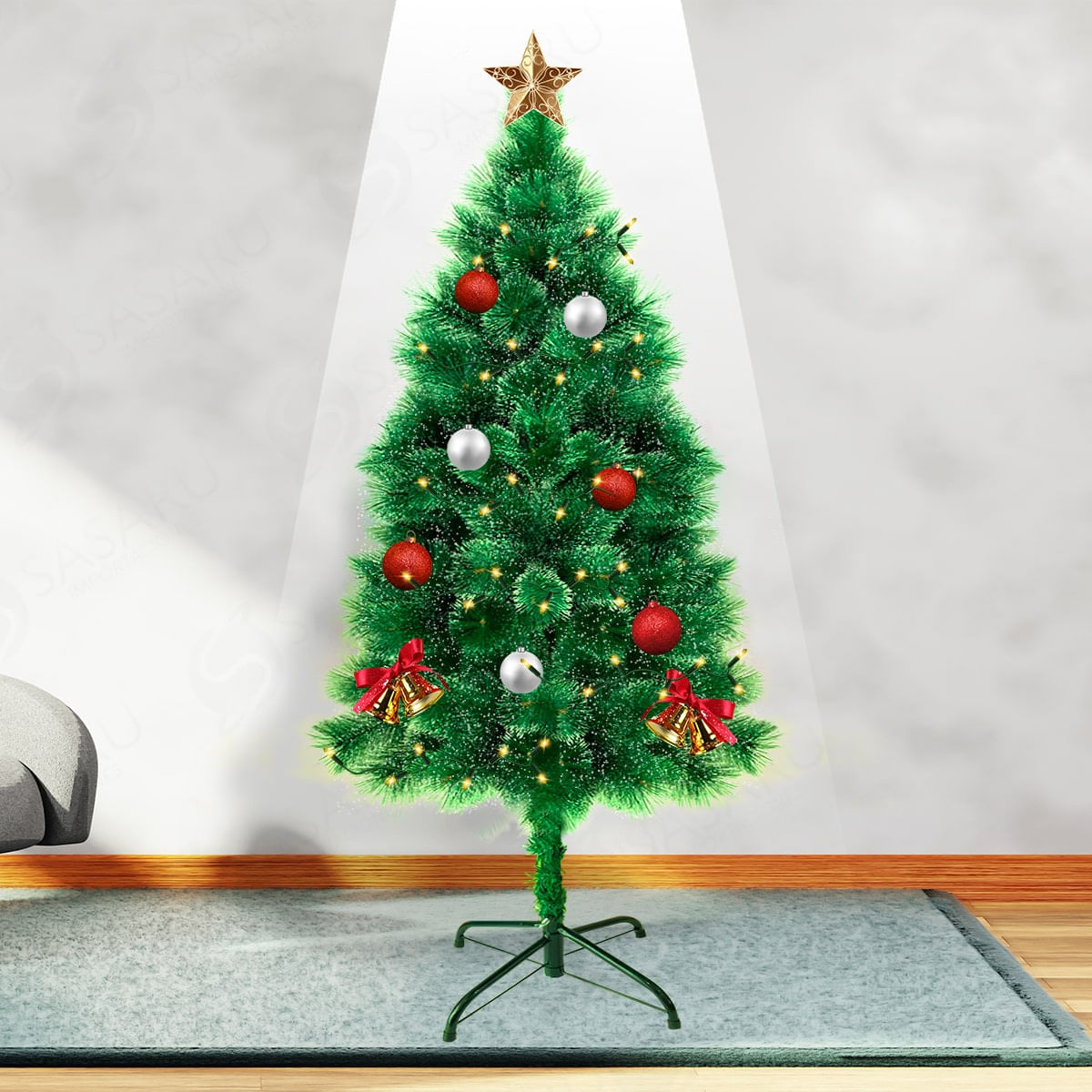 D14 Árbol Verde Nevado 2.1m+Estrella Dorada