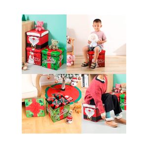 Caja Organizadora Puff Navidad Navideño Asiento