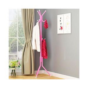 Perchero De Metal Organizador Colgador Estante Rosado