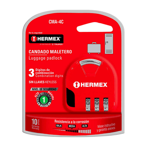 Candado Maletero Combinación 3 Dígitos Hermex 36mm CMA-4C