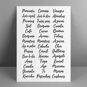 Etiquetas Stickers para Frascos de Especias 42 Unidades