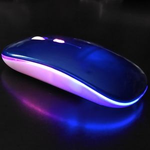 Mouse Inalámbrico Recargable Bluetooth Dual con Iluminación LED RGB - Azul
