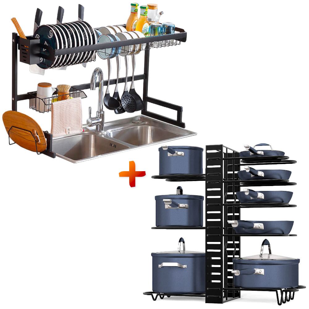 Estante Organizador Multifuncional Cocina D69 BL Y Escurridor de Platos  Premium 85cm - Real Plaza