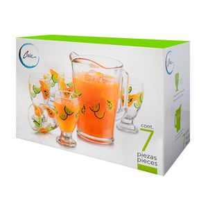 Juego de Vasos y Jarra de Vidrio Crisa Tropicalisimo 7 Piezas
