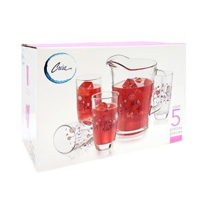 Juego de Jarra más Vasos Crisa Blossom 5 Piezas