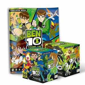 Álbum Ben 10 TODAS LAS SAGAS Editorial Berlín Tapa Blanda + 2 Cajitas (100 Sobres)