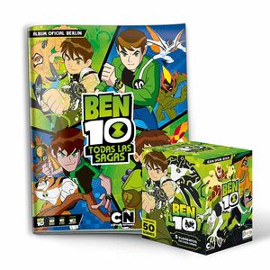 Álbum Ben 10 TODAS LAS SAGAS Editorial Berlín Tapa Blanda + 1 Cajita (50 Sobres)