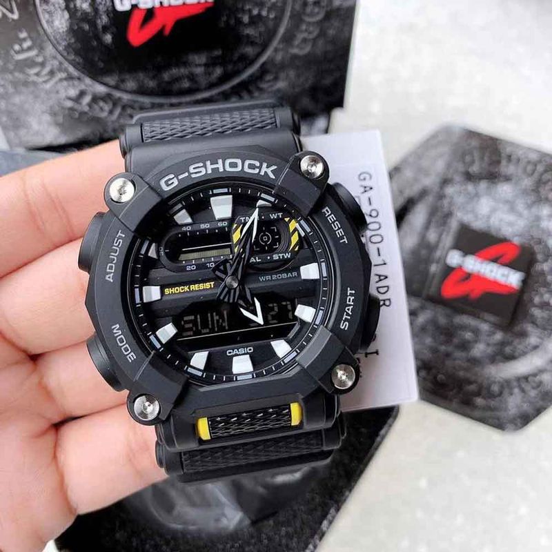 Ripley - RELOJ CASIO G-SHOCK GA900A-1A9 DIGITAL ANALÓGICO ACUÁTICO LUZ LED  CRONÓMETRO ALARMA - AMARILLO NEGRO