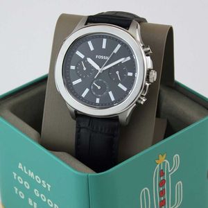 Reloj Fossil Windfield BQ2592 Multifuncional Para Hombre Acero Inoxidable Correa de Cuero Negro