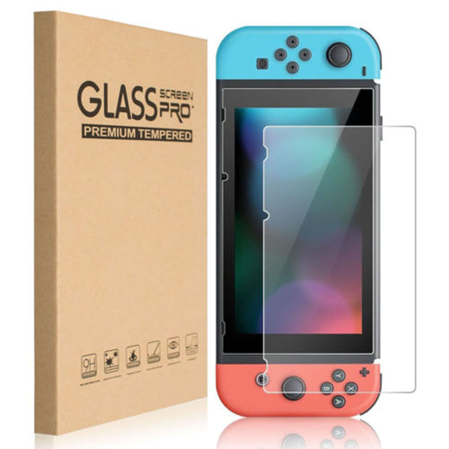 Case Protector Nintendo Switch con Mica de Vidrio Templado Negro Real