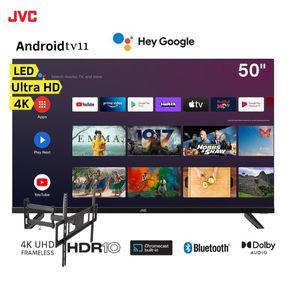 Televisor JVC LED Smart TV 50" Ultra HD 4K Frameless AndroidTv11 LT-50KB527 + Rack