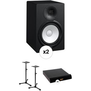 Monitores de estudio amplificados Yamaha HS8 con soportes y kit de almohadillas de aislamiento