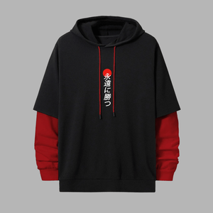 Polera Hombre Yansus Bicolor Rojo Negro Letra Japonesa