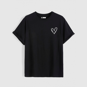 Polo Hombre Yansus Negro Estampado Corazon