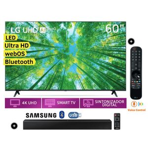 Televisor LG 60" LED Smart Tv Ultra HD 4K ThinQ AI 60UQ8050PSB + Soundbar HW-T400