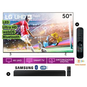 Televisor LG LED Smart Tv Ultra HD 4K ThinQ AI 50" 50UQ7500PSF + Soundbar HW-T400