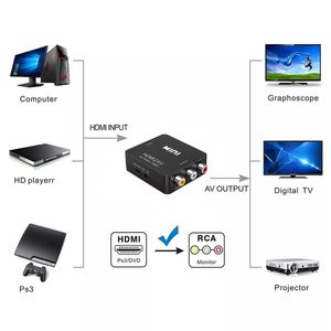 Convertidor Adaptador HDMI a AV RCA 1080p Full HD Video Negro