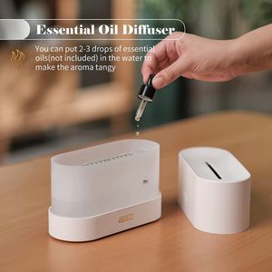 Humidificador Difusor de Aroma Aceite Esencial con Efecto Llama Fuego Blanco