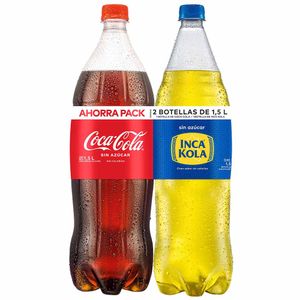 Pack Gaseosa COCA COLA Botella 1.5L + Gaseosa INCA KOLA Botella 1.5L