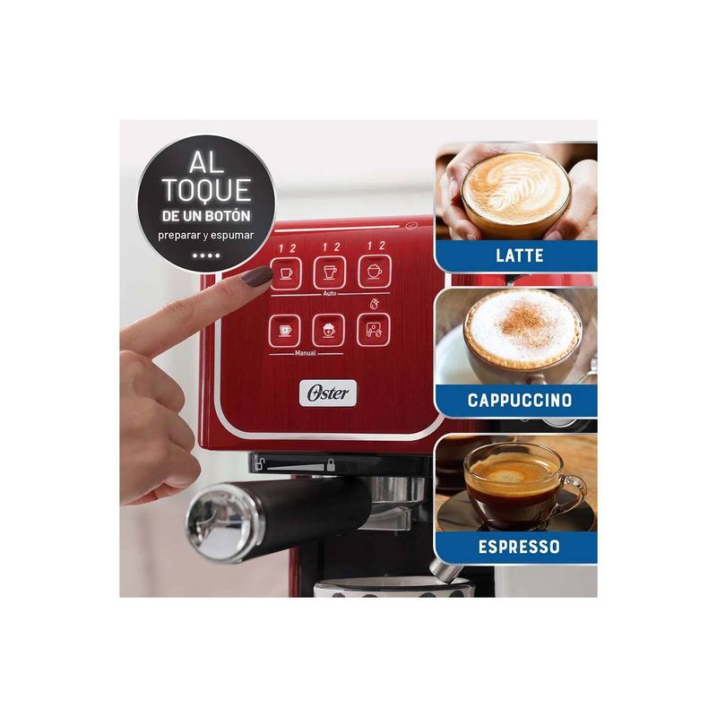 Oster PrimaLatte BVSTEM6603R Red Automatic Espresso Maker