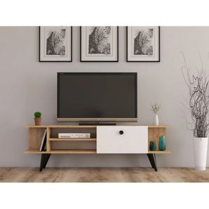 Mesa de TV Moderna Burundi Roble/Blanco 120cm