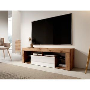 Mesa de TV Moderna Yibuti Marrón con Blanco 140cm