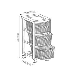 Cajonero 3 gavetas Rattan Mocca