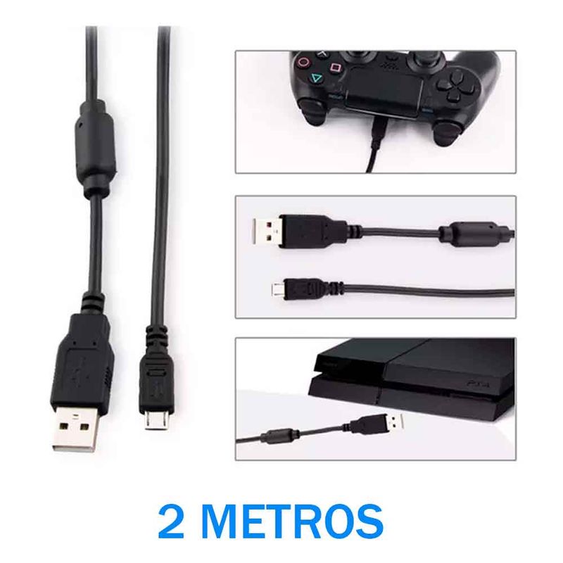Cable de Carga y Datos para Mando PS4 Dualshock 2 Metros