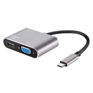 Adaptador 4 en 1 USB C a HDMI 4K, VGA, USB 3.0, PD Carga