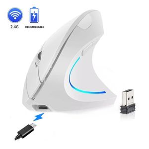 Mouse Vertical Recargable Ergonómico USB Inalámbrico GAMER - BLANCO