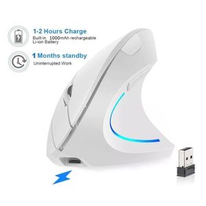 Mouse Vertical Recargable Ergonómico USB Inalámbrico GAMER - BLANCO