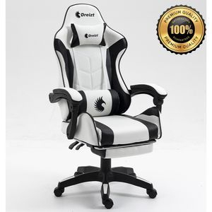 Silla Gamer Ergonómica Dreizt Shine Series Blanco Con Posapies Reclinable