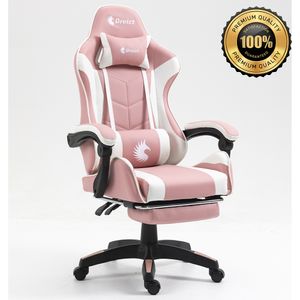Silla Gamer Ergonómica Dreizt Shine Series Rosado Con Posapies Reclinable