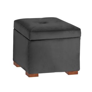 Baul Tapizado Annie Mavisac Pequeño Color Gris Oscuro