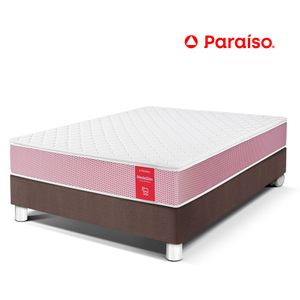 Cama Paraíso Medallón Ergo Chocolate 2 Plazas  + 2 almohadas + protector