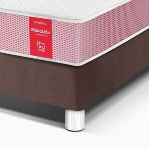 Cama Paraíso Medallón Ergo Chocolate 2 Plazas  + 2 almohadas + protector