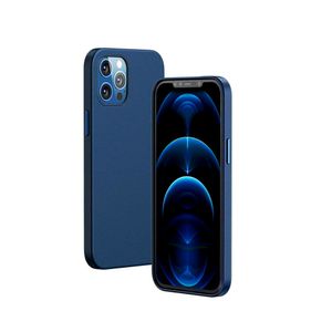Case Silicona con forro cuero azul para iPhone 13 Pro + Regalo