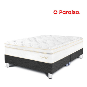 Cama Paraíso Royal Cloud King Acero + 2 almohadas viscoelásticas + protector