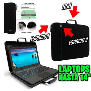Funda Maletin para Laptop hasta 14 Doble Cierre Maletin Mochila c asa