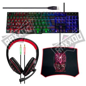 Combo Gamer 4 en 1 Económico Teclado Mouse Led Audifono Luces Pad