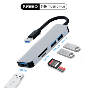 Adaptador USB 5 en 1 a Micro SD / TF y 3 USB