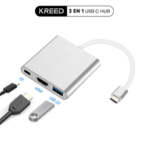 Adaptador Hub tipo C 3 en 1 a USB 3.0 HDMI y Tipo C