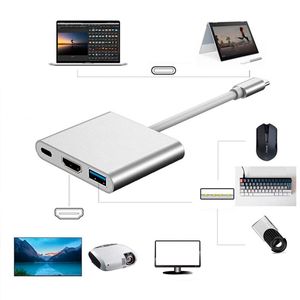 Adaptador Hub tipo C 3 en 1 a USB 3.0 HDMI y Tipo C