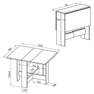 Mesa de Comedor Plegable Cocos Roble/Blanco