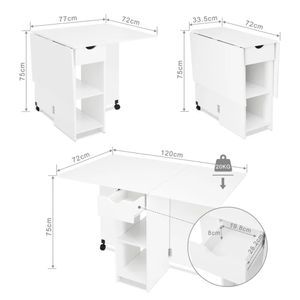 Mesa de Comedor Plegable Kuwait Blanco