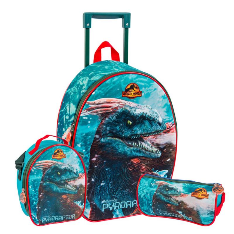 Dinosaurio Mochila Escolar Con Ruedas Lonchera y Estuche Para