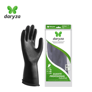Guante Profesional Daryza Talla L Calibre 25 Látex Trabajo Pesado Negro