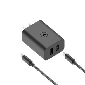 Cargador De Pared Motorola Doble Puerto USB-C y USB-A Carga Rápida Turbo Power 50W